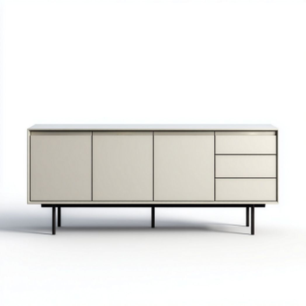 Houten dressoir met 4 lades en 2 deuren in natuurlijke kleur 120 x 40 x 80cm