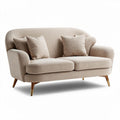 Beige stoffen banken voor woonkamer met houten poten afmetingen 180 x 80 x 85cm