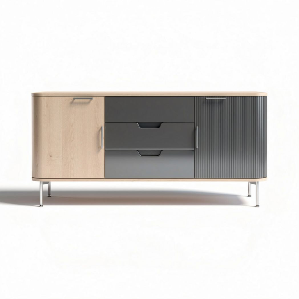 TV-meubel van hout en metaal met 3 lades en 1 deur 150 x 45 x 70cm