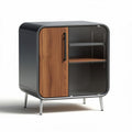 houten kast met metalen omlijsting en twee deuren 80 x 40 x 75cm