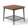 Vierkante tafel met een houten blad en metalen poten 60 x 60 x 50cm