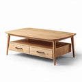Salontafel van hout met glazen blad en lades 100 x 60 x 45cm bruin