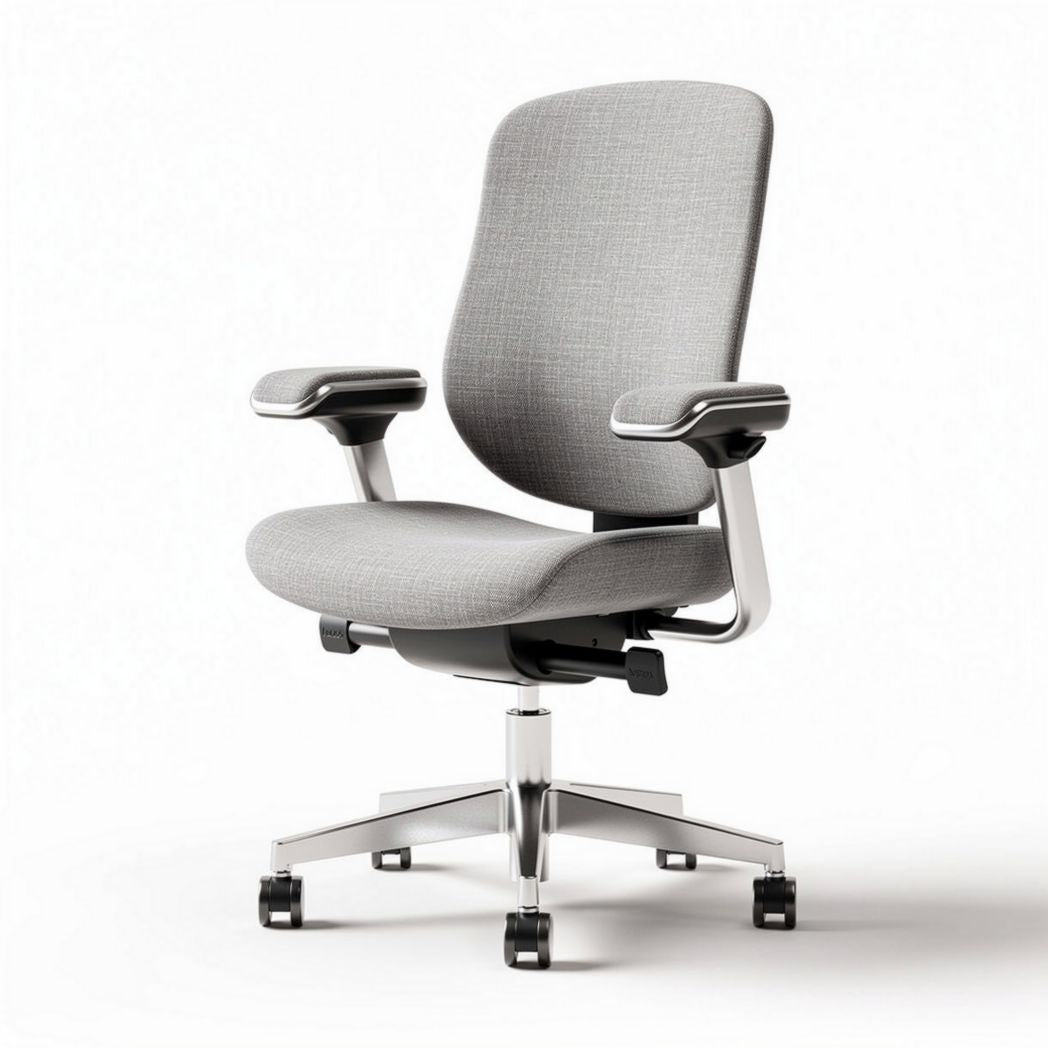 Ergonomische bureaustoel met verstelbare armsteunen en grijs stof 60 x 60 x 100cm