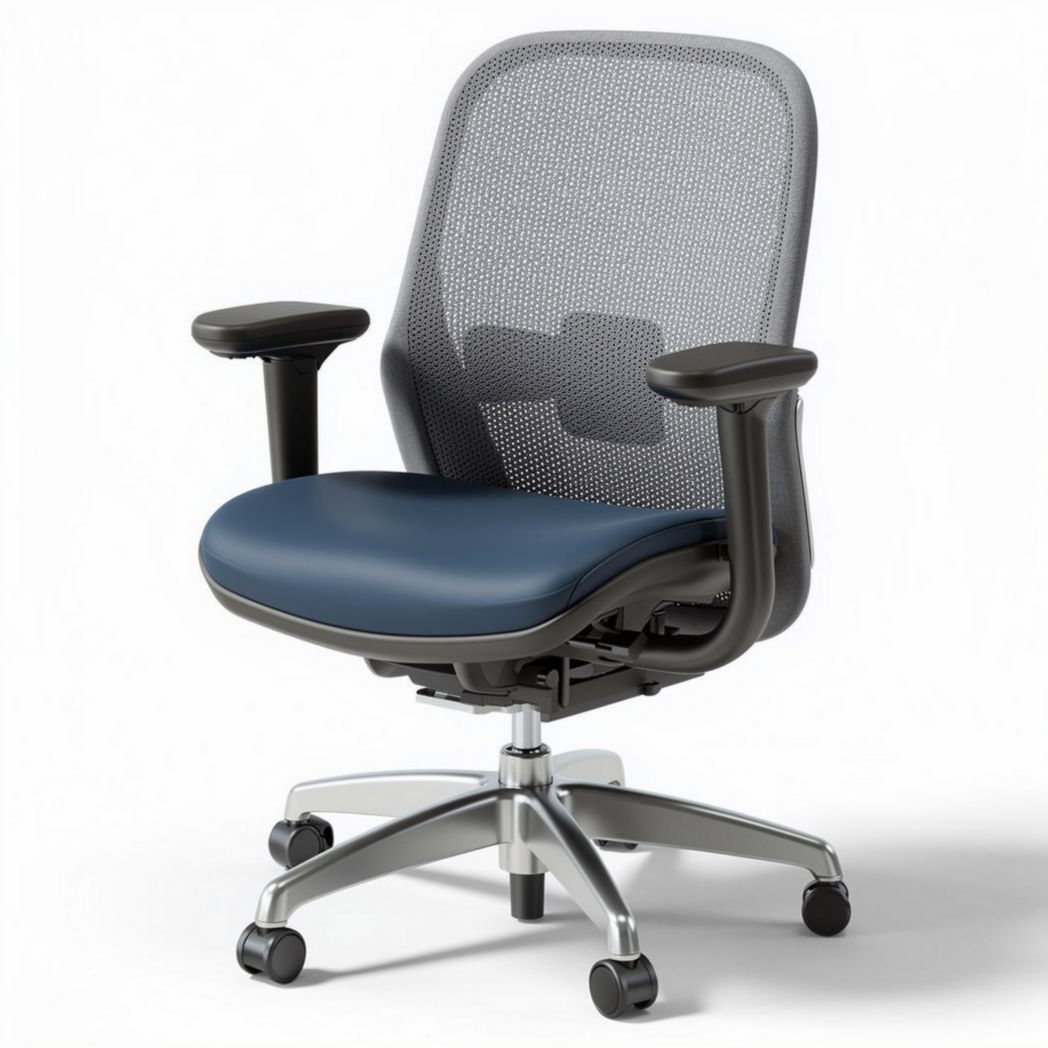Ergonomische bureaustoel met mesh rugleuning en blauwe zitting 60 x 60 x 100cm
