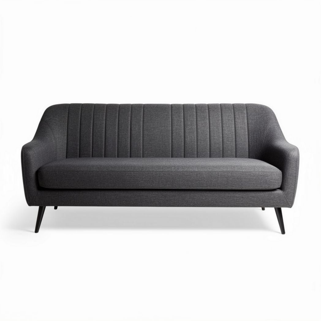 Linnen bank in antraciet met verticale naden 200 x 80 x 75cm