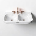 Witte keramische dubbele wastafel 60 x 40 x 15cm voor badkamer gebruik