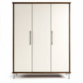 Kast van spaanplaat met drie deuren in wit en houtkleur 150 x 100 x 200cm