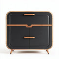 Houten kast met zwarte deuren en handgrepen van hout 80 x 40 x 70cm