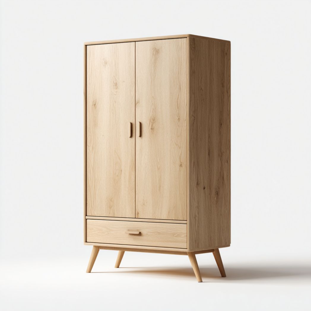 Houten kast met twee deuren en twee lades 80 x 40 x 160 cm donkerbruin